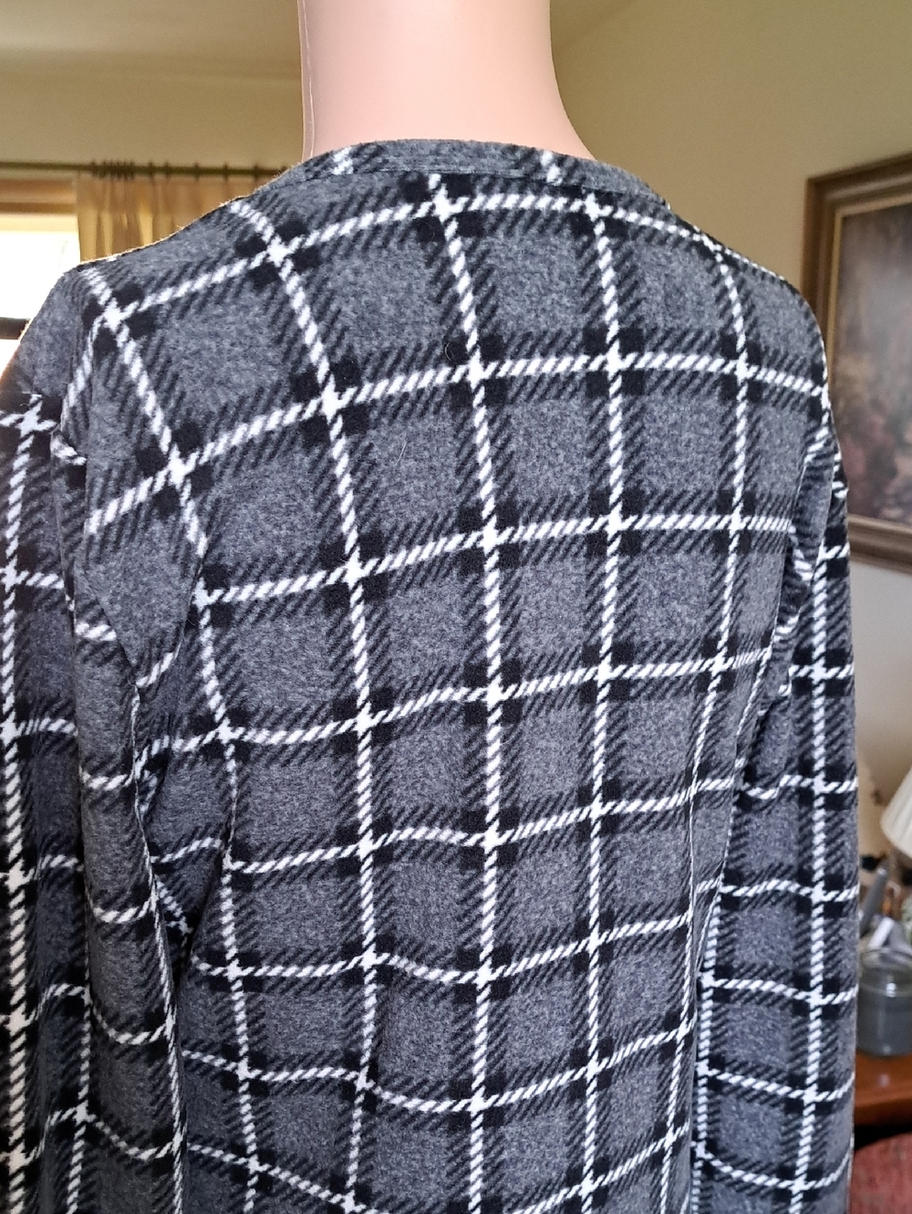 Cuddl Duds Black and White Windowpane Long-Sleeve Top - Picture 4 of 7